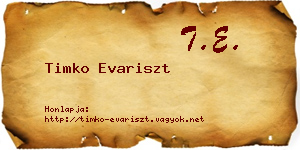 Timko Evariszt névjegykártya